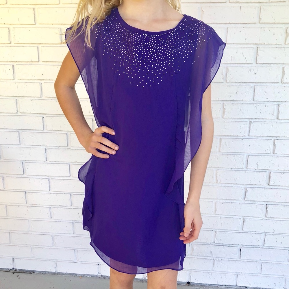 NWT Purple flutter sleeve dress